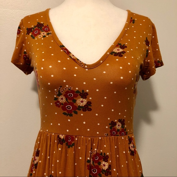 Forever 21 Burnt Orange Floral Polka Dot Dress - Picture 7 of 8
